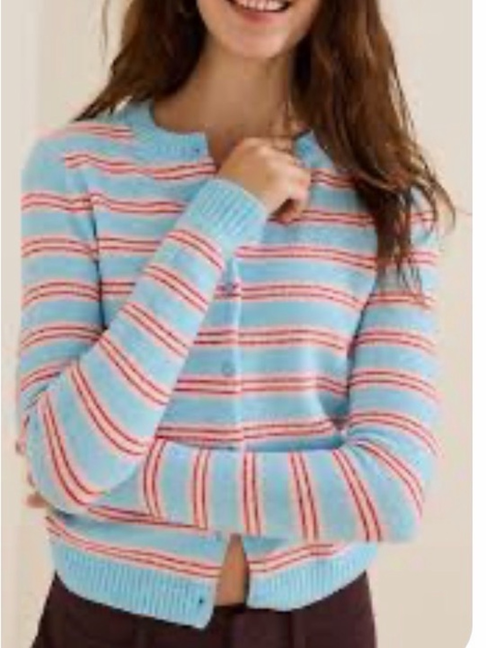 BDG Blue Cardigan with Pink & Red Stripes